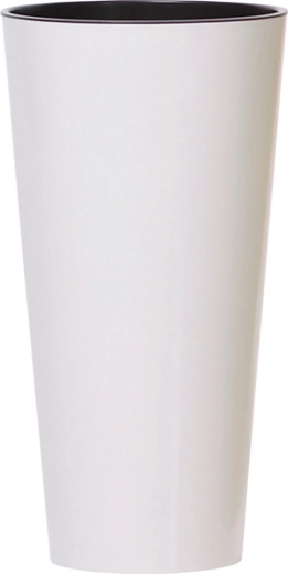 Cache-pot Tubus Slim avec insert 20 cm blanc brillant