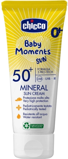 Chicco crème solaire minérale pour enfants SPF 50+ Baby Moments Sun 75 ml