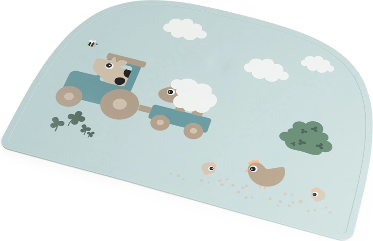 Done by Deer set de table en silicone Tiny farm bleu