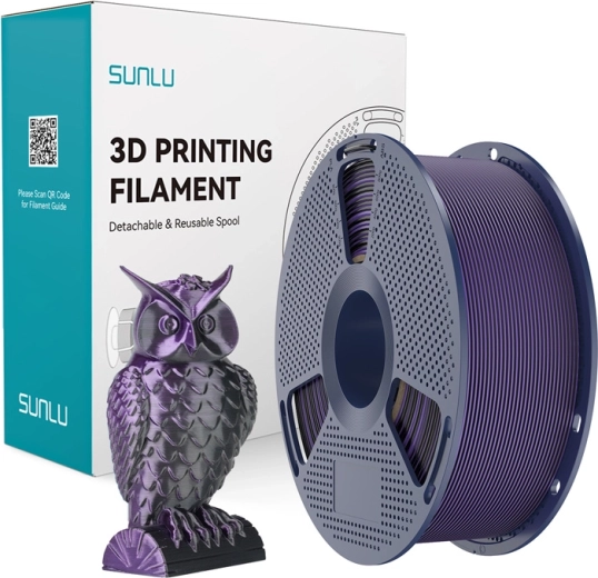 Filament Sunlu PLA+ Silk bicolore noir et violet