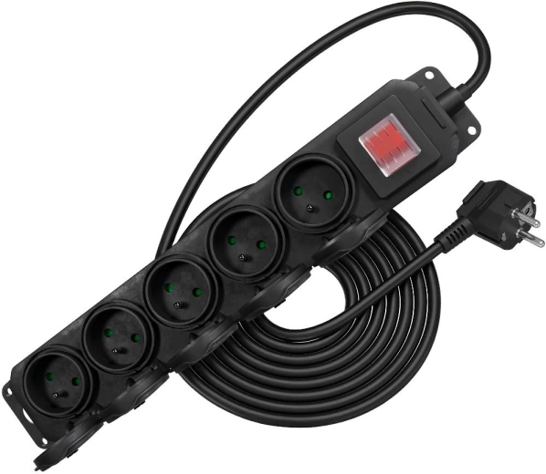 Rallonge électrique extérieure RETLUX RPC 208 avec 5 prises IP44, 3 m