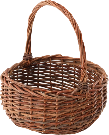 Panier en osier tressé à la main, brun clair, 35 × 35 × 16/37 cm