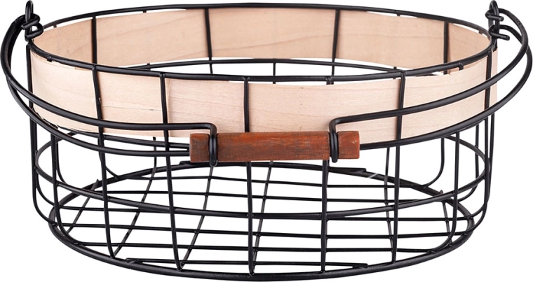Panier de rangement en métal filaire avec poignée, noir, 26 × 26 × 11 cm