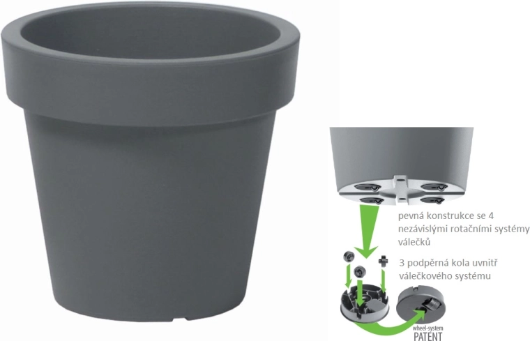 Pot Lofly 58,2 cm pierre grise sur roulettes