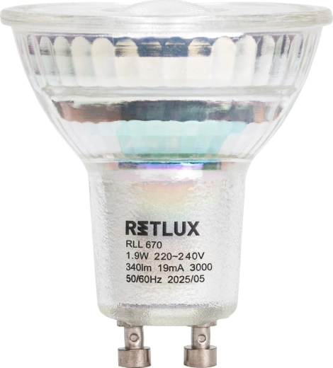 Ampoule LED réflecteur Retlux RLL 670 GU10 1,9 W blanc chaud
