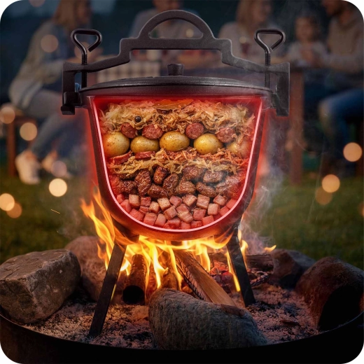 Cuisson stable au-dessus du feu avec trépied