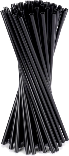 Pailles noires pour boissons 22 cm, 50 pcs
