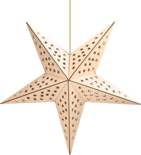 Étoile de Noël suspendue en bois LED Solight avec minuterie, 65 cm