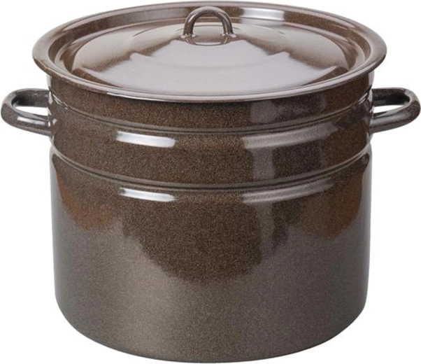 Marmite émaillée avec couvercle 20 l, marron