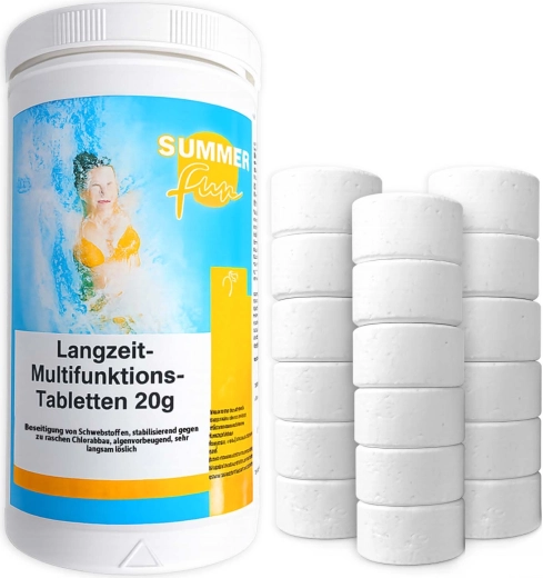 Tablettes de chlore multifonctions pour piscine 20 g (1 kg)