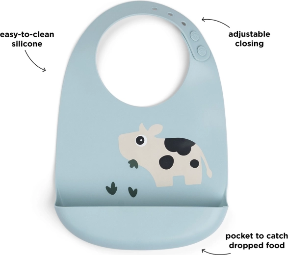 Done by Deer bavoir en silicone Dotti bleu