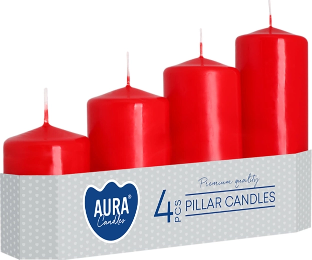 Bougies de l’Avent rouges graduées de 4,8 cm - 4 pièces