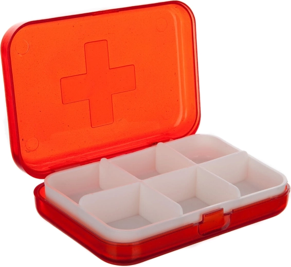 Organiseur de médicaments en plastique à 6 compartiments