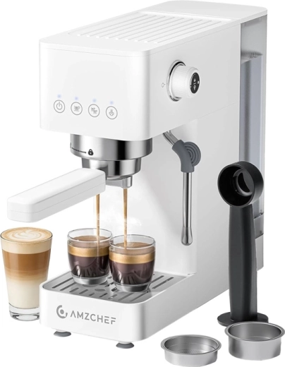 Machine à expresso manuelle AMZCHEF CE-EM3131-WT blanche