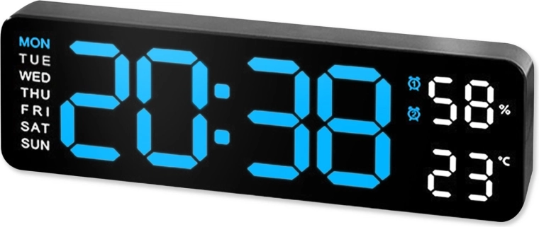 Réveil électronique LED RENEW FORCE avec affichage XXL, thermomètre et hygromètre