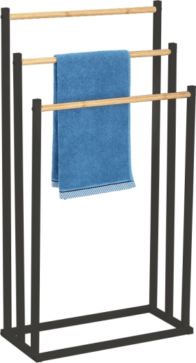 Porte-serviettes triple noir 45 × 22 × 85 cm