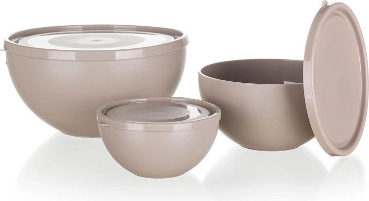 Set de bols avec couvercle Culinaria latte, 3 pièces