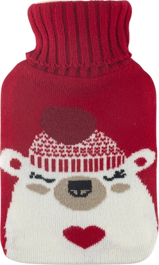 Bouillotte 1 l dans une housse tricotée avec motif ourson