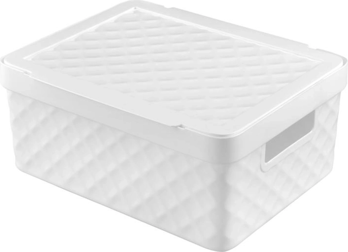 Panier de rangement en plastique avec couvercle HEIDRUN Diamond 36 × 27 × 14 cm - 1 pièce