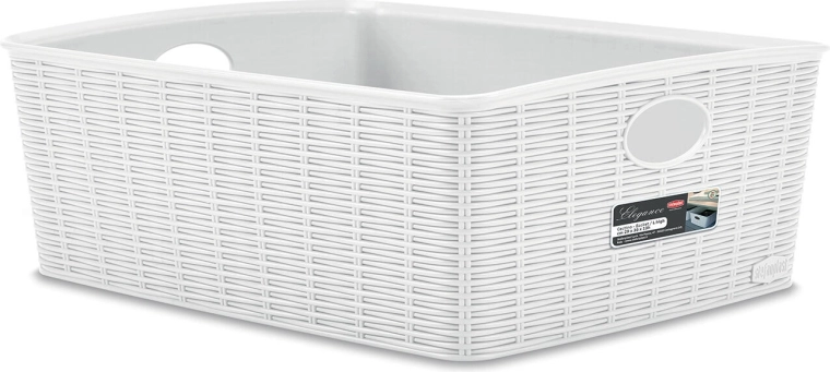Panier Elegance en plastique blanc 36 × 29 × 13 cm