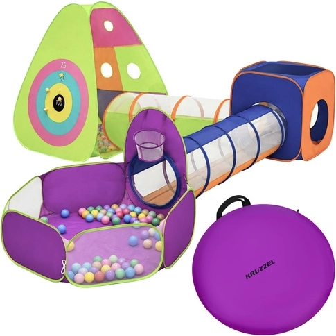 Tente pour enfants Kruzzel avec tunnels 5 en 1 avec piscine à balles et balles - 1 pièce