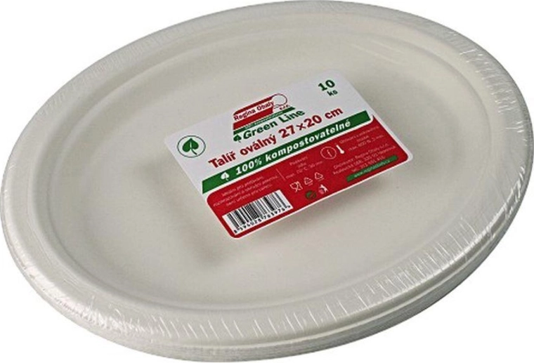 Assiettes ovales jetables en pulpe 26 × 19 cm (10 pcs)