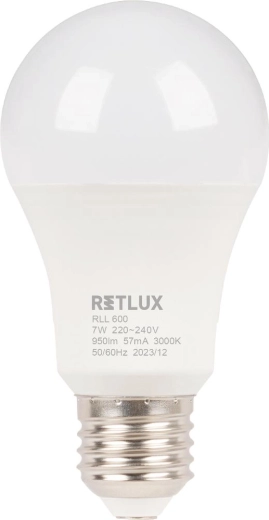 Ampoule LED RETLUX A60 E27 7 W blanc chaud