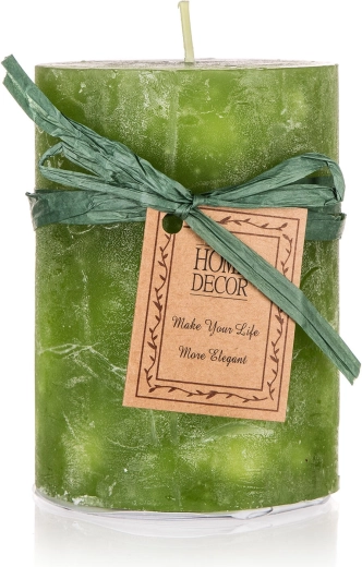 bougie pilier verte 6,8 × 9,5 cm