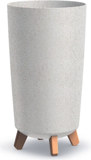 Cache-pot sur pieds Gracia Tubus Slim Eco Wood 24 cm – blanc