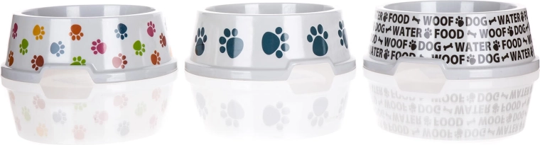 Gamelle en plastique pour chien 16,5 cm, décor mixte