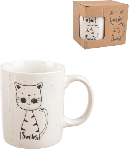 Tasse en porcelaine blanche avec motif de chat