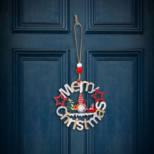 Décoration de Noël en bois en forme de lutin 11 cm