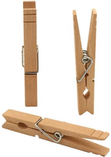 Pinces à linge en bois TORO, 24 pcs, bouleau 7,2 cm