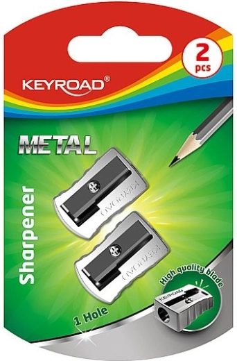 Taille-crayon KEYROAD en métal, 2 pièces, argenté