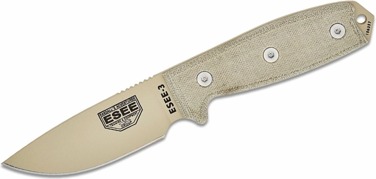 Couteau fixe universel ESEE 3, Micarta, étui OD Green