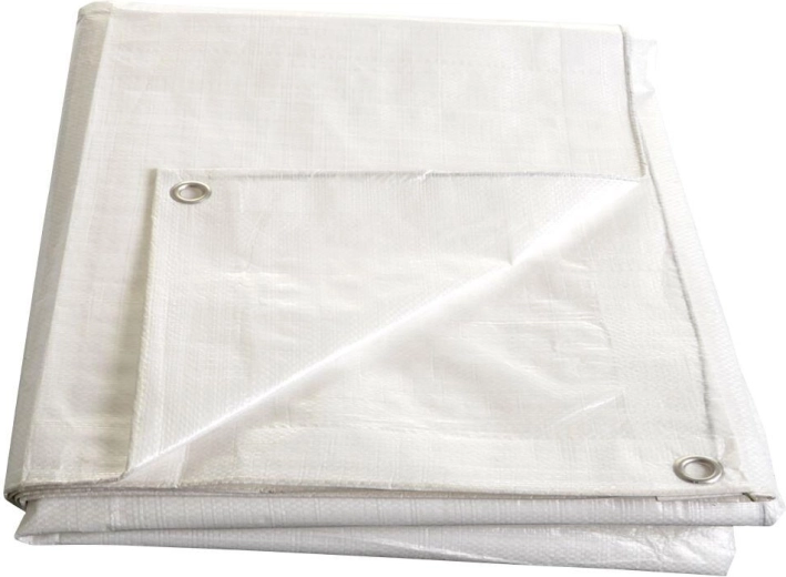 Bâche blanche laminée avec œillets 4 × 6 m, 140 g/m²