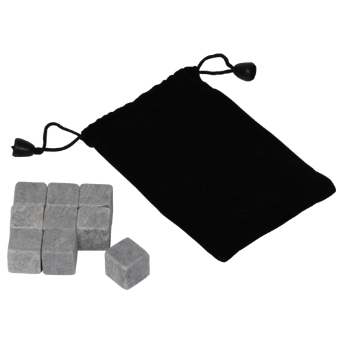 Pierres à whisky avec pochette en velours noire, 9 pcs