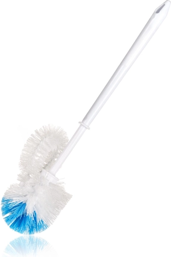 Brosse WC avec nettoyeur de rebord, blanc, 8 × 37 cm