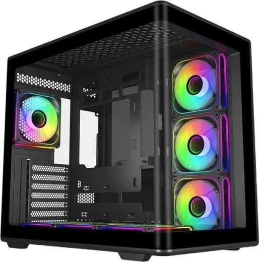 Elite 600 – boîtier ATX mid-tower noir avec 7× ventilateurs ARGB et hub