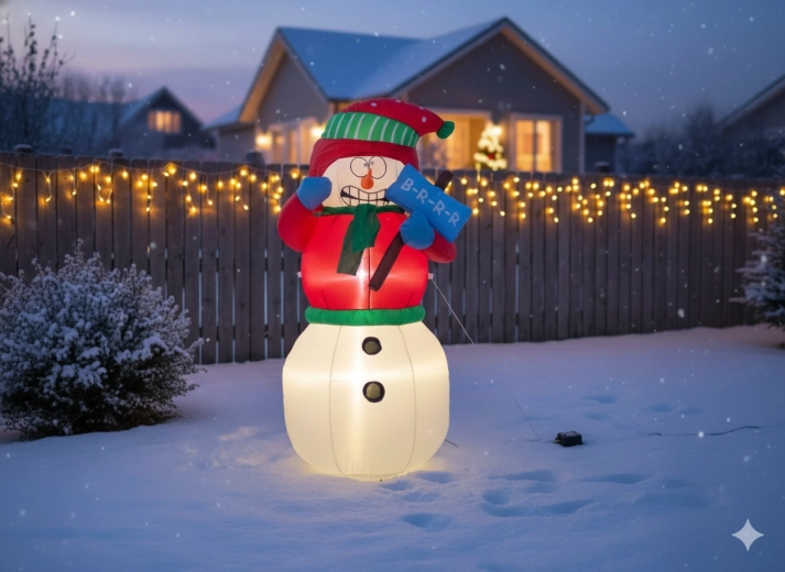 Bonhomme de neige gonflable avec éclairage LED 180 cm