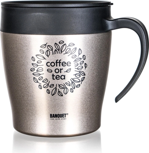 Mug isotherme de voyage 330 ml BANQUET TAZZA, inox, beige