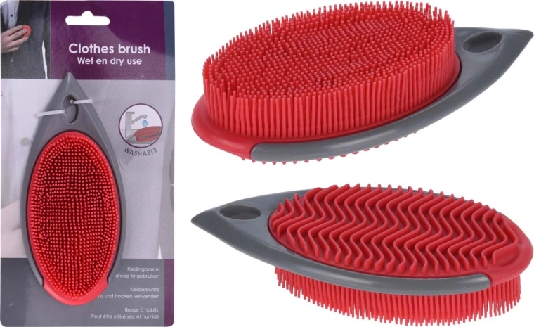 Brosse lavable pour vêtements 16 × 8 × 4 cm, gris/rouge