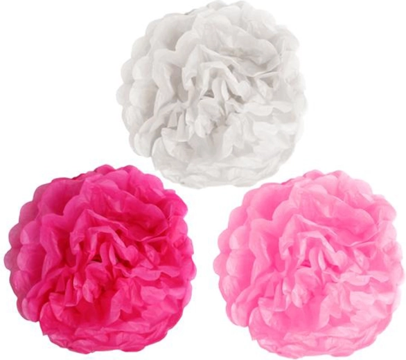 Pompons de fête en papier TORO 25 cm, lot de 3 pièces