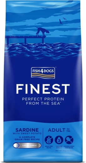 Croquettes pour grands chiens adultes FISH4DOGS à la sardine et patates douces 6 kg