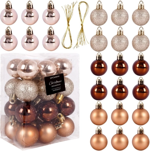 Boules de Noël incassables couleur ambre 3 cm - 24 pièces