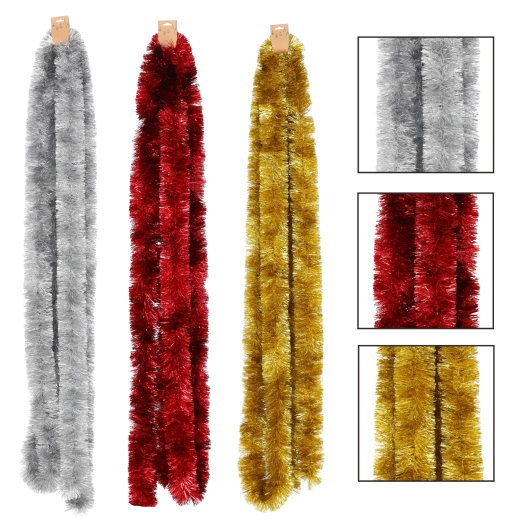 Guirlande décorative de Noël 6 m en rouge, or et argent