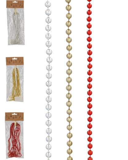 Guirlande de perles de Noël 2,7 m, 6 mm – assortiment de couleurs