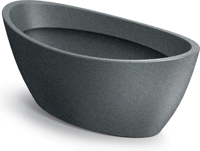 Jardinière ovale Aria 40 cm, gris granit