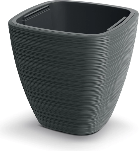 Cache-pot Vena Square 29 cm gris foncé avec insert intérieur