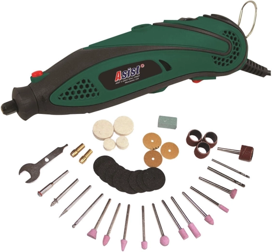 Mini meuleuse droite 135 W en coffret avec accessoires ASIST